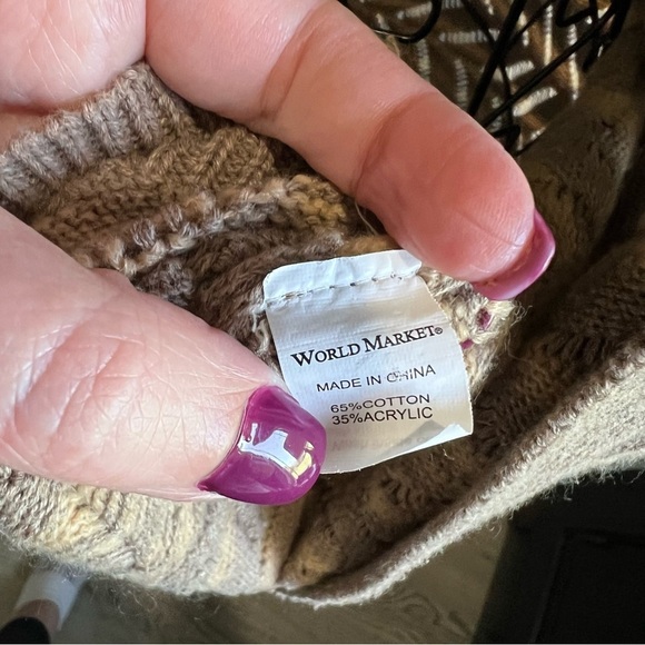 World Market Tan Cream Textured Cardigan Sweater - Picture 7 of 10
